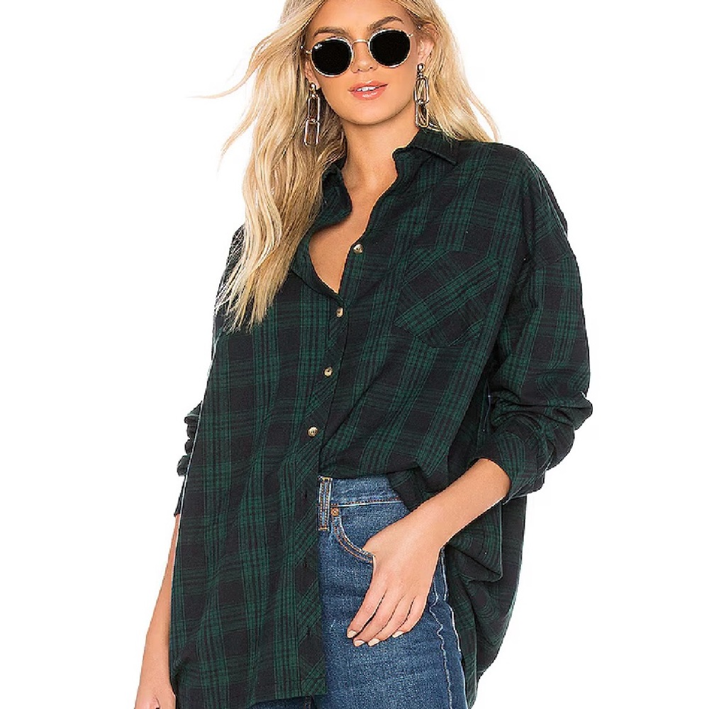 Green Plaid Button-Up Shirt
